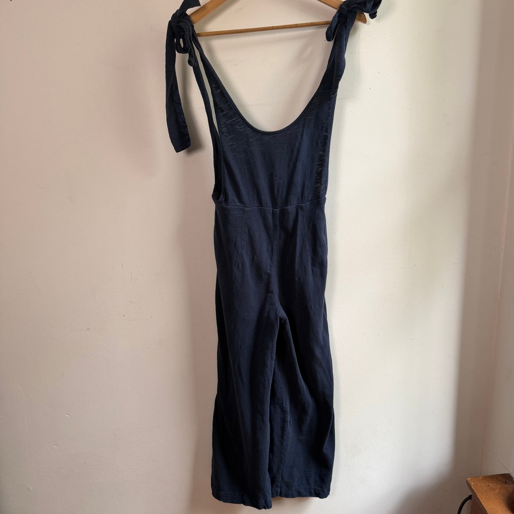 Leallo Tie Strap Cotton Slub Jumpsuit Navy Blue XS Good